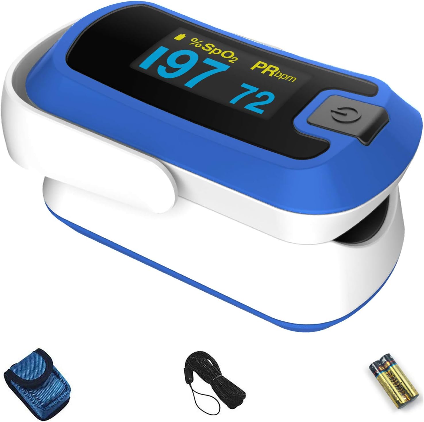 mibest OLED Finger Pulse Oximeter, O2 Meter, Dual Color White/Blue