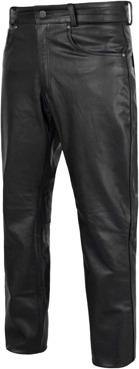 Alpha Cycle Gear Leather Motorcycle Pant for Bikers Rider Moto Sports Real Cowhide Leather for Men (Black, WAIST/36): Automotive