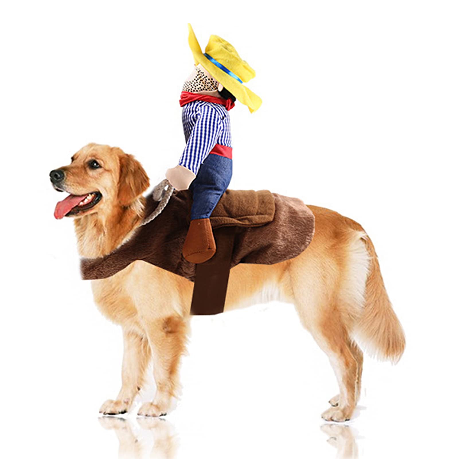 Photo 1 of SEIS Pet Riding Costume Novelty Pet Supplies Cowboy Rider Horse Riding Designed Dog Apparel Party Dressing up Clothing Halloween (XXL)