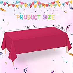 WNINK 4 Pack Bright Red Plastic Tablecloth