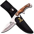 Elk Ridge - Outdoors Fixed Blade Knife - 6.75-in Overall, Mirror Finished Stainless Steel Blade, Burl Wood Handle - Full Tang Construction, 1680D Nylon Sheath - Hunting, Camping, Survival - ER-534