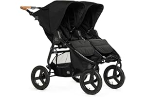 Bumbleride Indie Twin Double Stroller - Side-by-Side Infant and Toddler Stroller with Compact Standing Fold, Air-Filled Tires & All-Wheel Suspension - Black