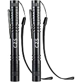 CZS Flashlight, 2 Pack Pen Light, Small Flashlights High Lumens | Battery-Powered LED Flashlight by 2AAA Battery, Waterproof Pocket Flashlights for Work, Emergency (Battery Not Included)