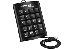 maxin Mini USB Numeric Keypad - Portable 19-Key Number Pad for Laptop & PC, Plug and Play, Spill-Resistant Design, Includes B