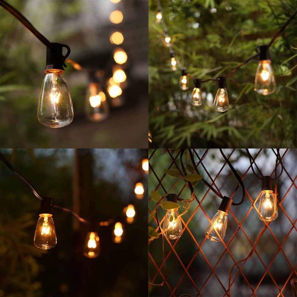 SkrLights Outdoor Patio String Lights, 10Ft Edison Bulb String Lights for Patio Garden Porch Backyard Party Deck Yard(Plus 1 Extra Bulbs)-Brown - - 