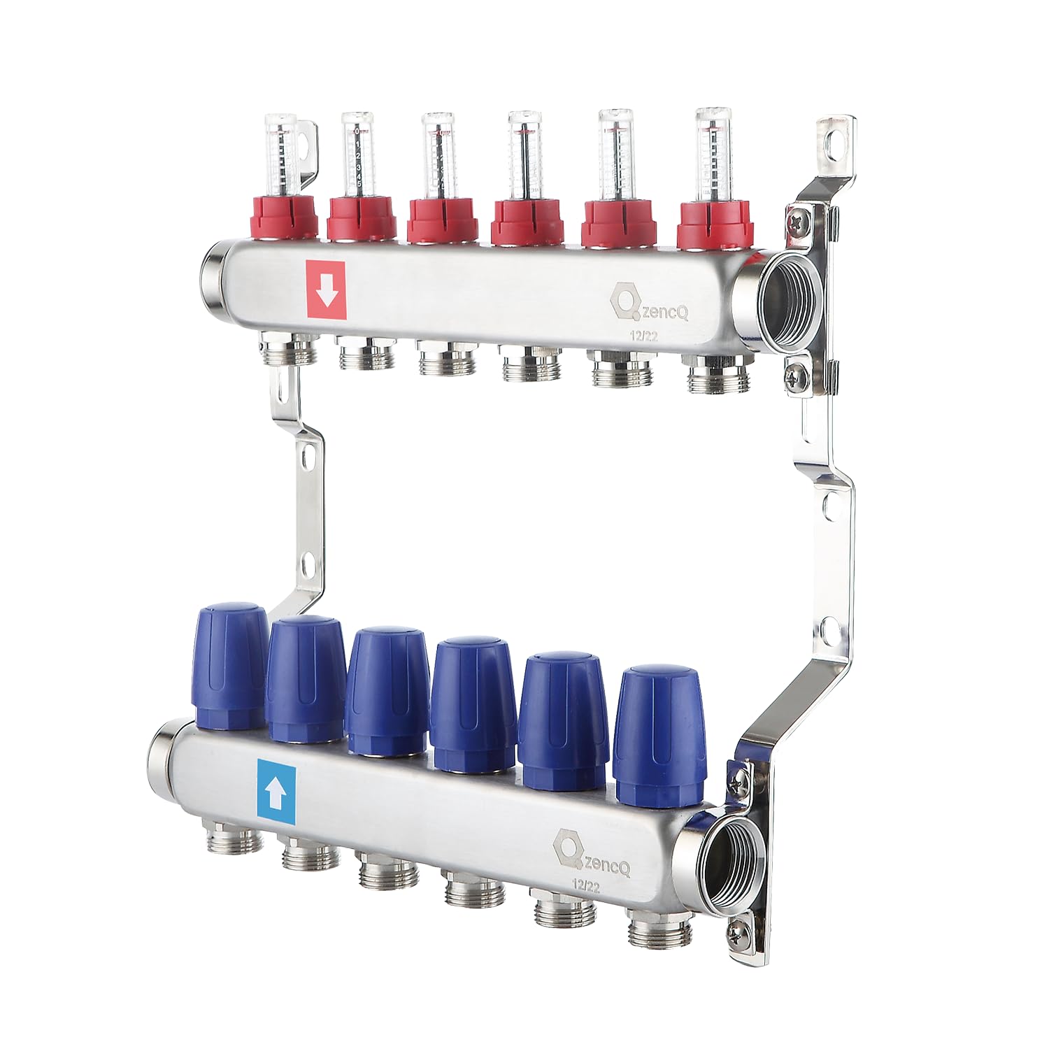zencQ PRE-ASSEMBLED DISTRIBUTOR WITH FLOW METERS 6 HEATING CIRCUITS