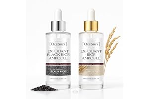 BEIBREEZE Rice Peel Shot Exfoliant Set – 2 PCS Black & White Formula | 2025 Upgrade | Hydrating Face & Body Treatment | All Skin Types | 3.38 Fl Oz Each