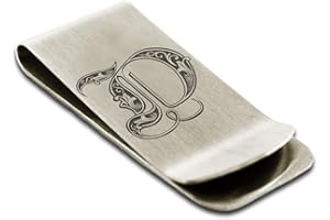 FlameReflection Stainless Steel Money Clip for Men Royal Font Initial Wallet Cash Card Holder Grand Papa Dad Son A-Black