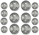 Antiqued Silver- Golf King's Crest~ Metal Blazer Button Set- 14 Piece Set For Double Breasted Blazers
