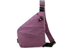 RIVLADE Anti Theft Travel Bag Anti-Theft Bag Slim Sling Bag Cross Body Travel Bag (Purple,Right Shoulder)