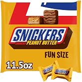 SNICKERS Crunchy Peanut Butter Fun Size Chocolate Candy Bars, 11.5oz | Snack-ready mini candy bars, fun size candy with peanut butter chocolate, Squared, individually wrapped candy