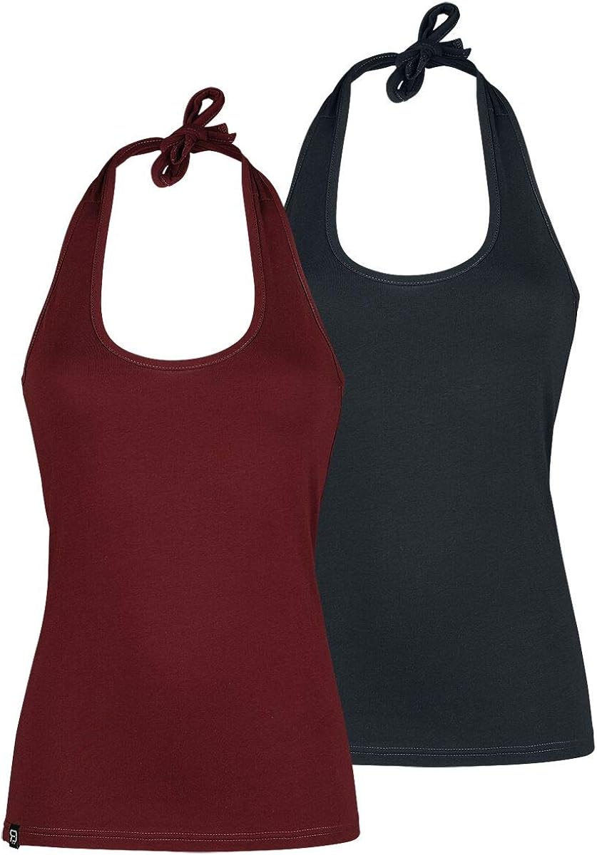 RED By EMP Damen Girl-Shirt Mit Nieten - Schwarzes Basic Mit Rockigem Akzent