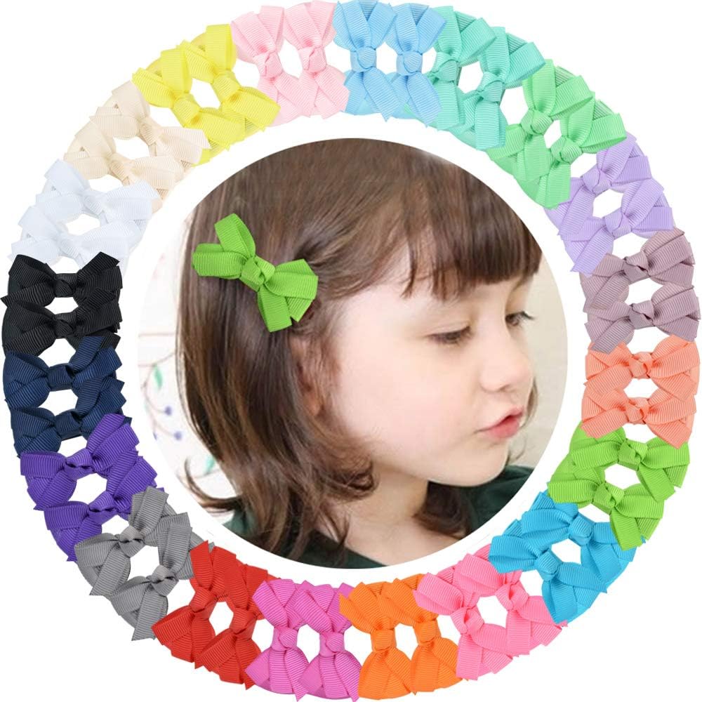 30PCS Baby Girls Hair Bows Clips Linen Hair Barrettes Boutique Hair Accessories for Kids Toddlers Babies in Pairs