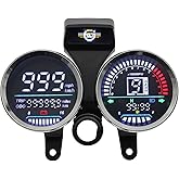 Motorcycle Speedometer Digital Speedometer for Motorcycle MPH Moto Gauge Cluster with Tachometer 13000r/min Odometer Fuel Indicator N &amp; 5 Gear Compatible for Suzuki GN 125