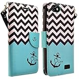 Huawei Raven LTE H892L Case, Huawei Raven LTE H892L Wallet Case [Book Fold] Leather Cover [Flip Cover] with Foldable Stand, Pockets for ID, Credit Cards - Flip Case (TEAL ANCHOR)