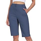 Hiverlay Women's Golf Bermuda Shorts 13" Knee Length Quick Dry Long Hiking Camping Shorts for Summer with 5 Pockets
