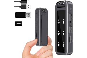 Amyway 128GB Mini Body Camera,1080P Wearable Patrol Video Recording Camcorder with IR Night Vision, 5-Hour Battery & 180° Rotating Lens – Small Wearable Cam for Security, Police, and Outdoor Use