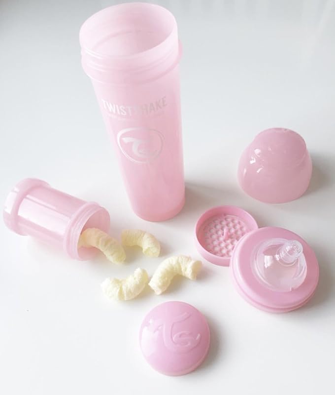 Biberão Anti-Cólicas com recipiente de leite e agitador, 330ml | Forma mamária em silicone de fluxo rápido | Livre de BPA | Para bebés com mais de 4 meses | Cinzento