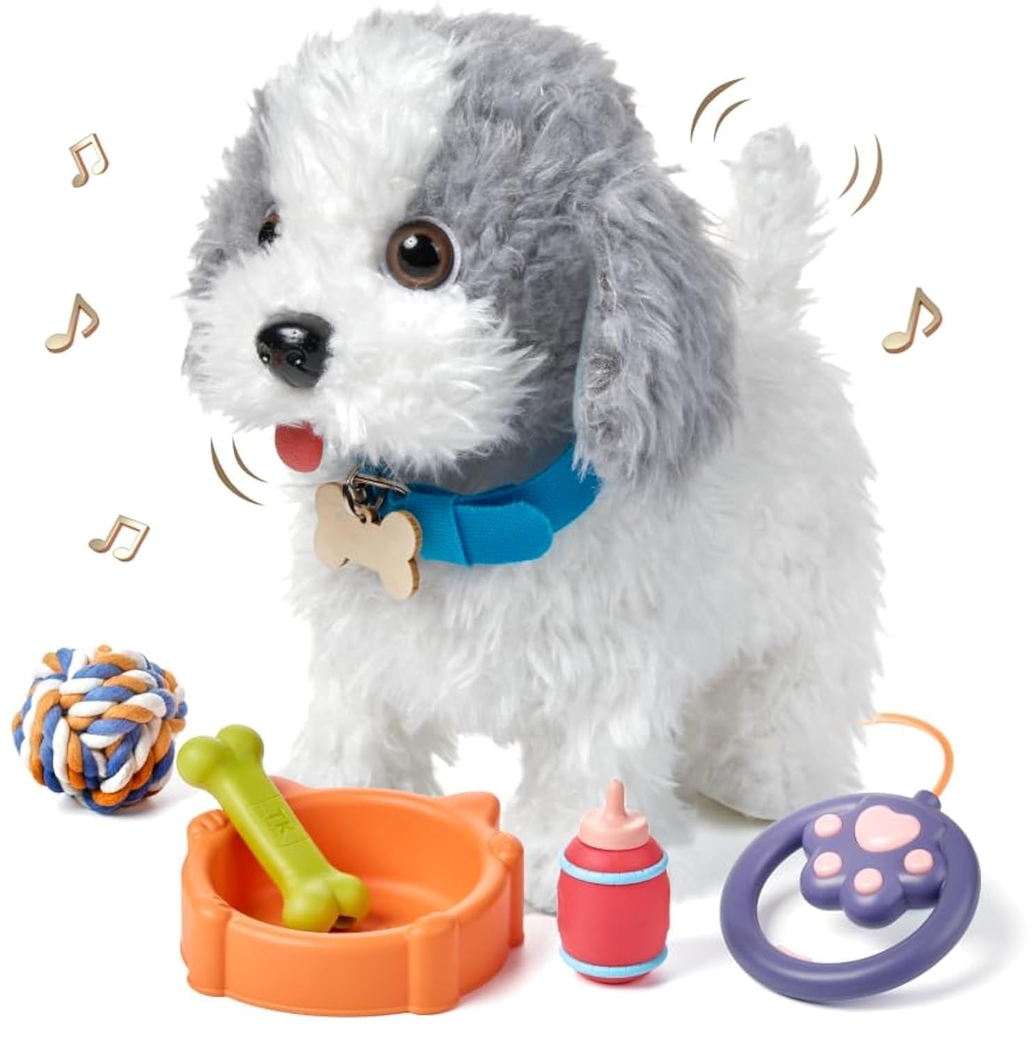 OR OR TU Walking Dog Toys for Kids, Plush Electronic Pets Dog Singing Puppy, Toy Dogs Walk and Bark on a Lead, Interactive Toys Dog for Kids 3 4 5 6 7+ Years Old Girls Boys Gift