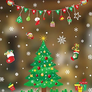 Amazon Com Ouniman Christmas Window Stickers Santa Claus