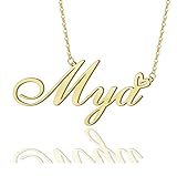 AOLO MYA Heart Name Necklace 18k Gold Plated