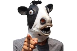CreepyParty Animal Mask Cow Head Funny Masquerade For Adults Dressing Up Cow Masks (black)