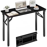 HMFOR Folding Table Computer Desk - 35.8" No Assembly Folding Desk Design and Foldable Office Desk, Small Desk for Bedroom, Compact Storage Portable Use for Dorm and RV Small Space, Dark Oak