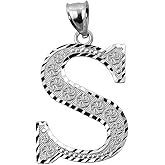 Claddagh Gold 925 Sterling Silver Initial Letter S Charm Pendant, 1.25"
