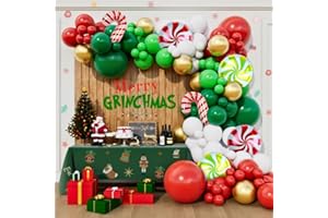 Beaumode Christmas Balloon Arch Garland Kit 160pcs Red Green Balloons for Candy Merry Christmas Party Friendsmas Santa Claus Birthday Holiday Party Decoration (Green Red)