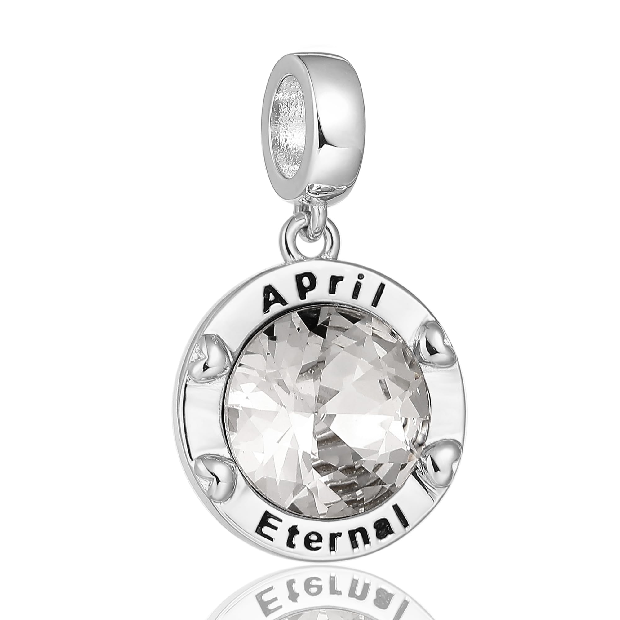 April Birthstone Charms for Women Bracelets Round Crystal Charm fit Pandora Bracelets Birthday Gifts for Women Girls