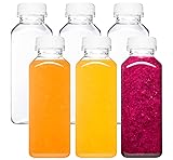 Norcalway 6pcs 12oz Plastic Juice Bottles with