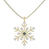 LUSTRE AND LIGHT Natural Gemstone with Moissanite Snowflake Pendant Necklaces for Women in Silver/18K Yellow/Rose Gold Vermeil, Birthstone Jewelry Gift for Her Birthday, Anniversary, Christmas