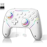 EJGAME Wireless Controller Compatible with Switch/Switch 2/Windows PC/Steam Deck/Android, Switch Pro Controller with Hall Effect Joysticks and Triggers,with USB Bluetooth Adapter for PC (White)