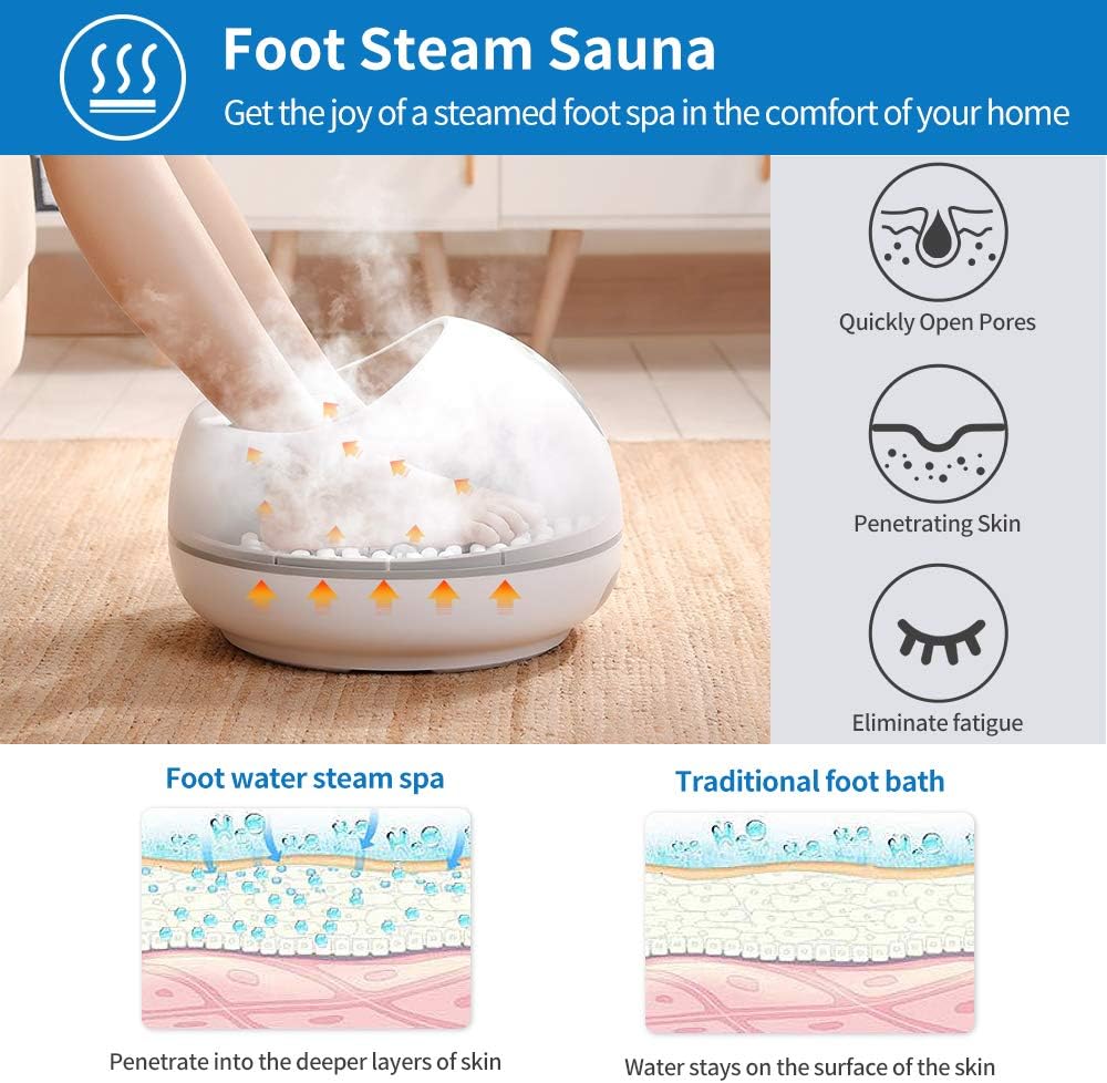 Steam Foot Spa/Bath Massager, RENPHO Foot Sauna with Fast Heating, No Water Pouring and 4 Pedicure Massage Rollers(Non-Motorized), Smart Ultrasonic Atomization Makes Spa Effective and Safe: Health & Personal Care