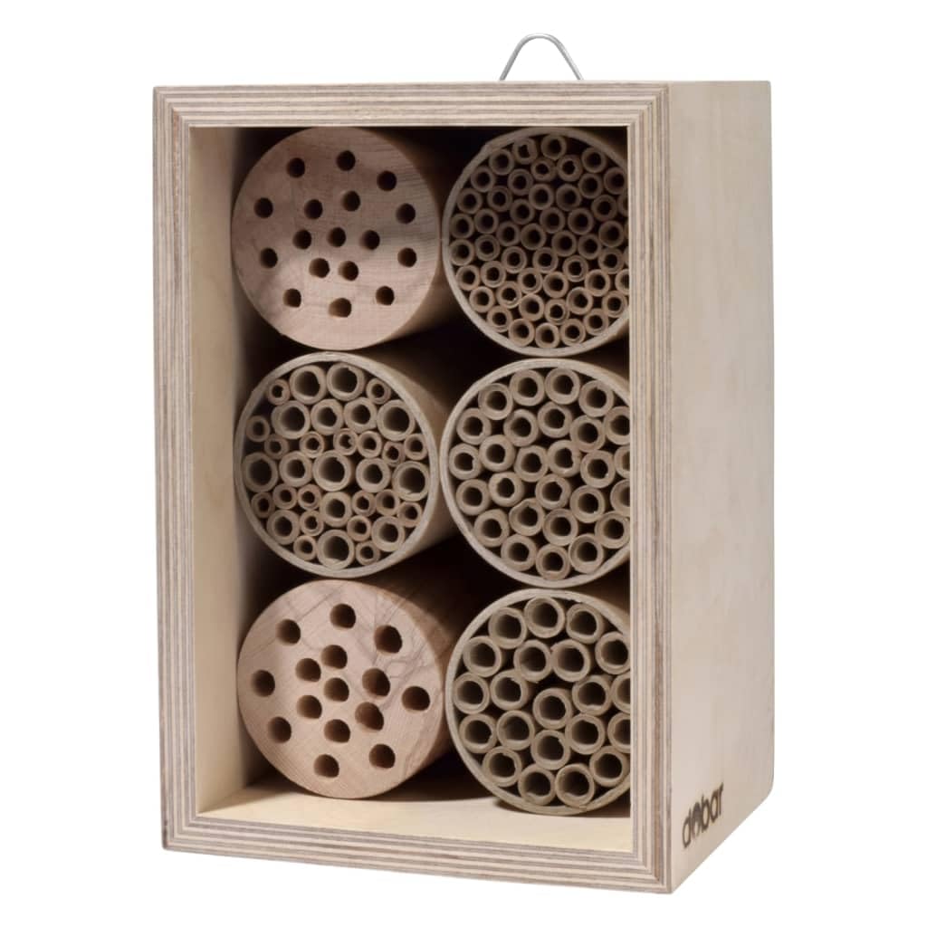 dobar 28450e Professional Wild Bee Insect Hotel Solid Nesting Aid with Paper Tube 16 x 12.5 x 23 cm Birch Natural