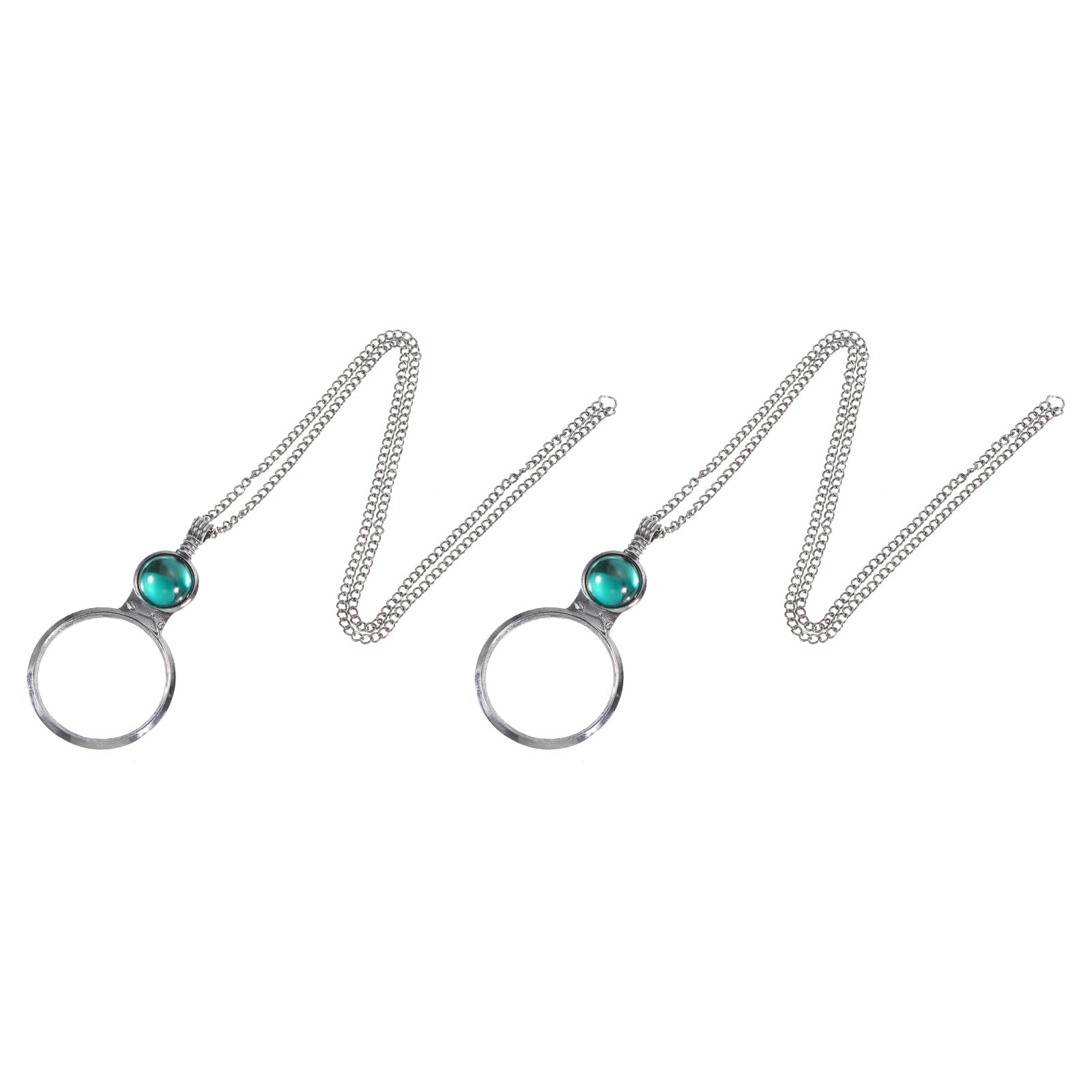 PATIKIL 3X Magnifying Glass Necklace, 2pcs Magnifying Glass Pendant 4.5cm Diameter Glass Lens 80cm Long Chain for Women Reading Gift Crafts Jewelry Needlework, Green
