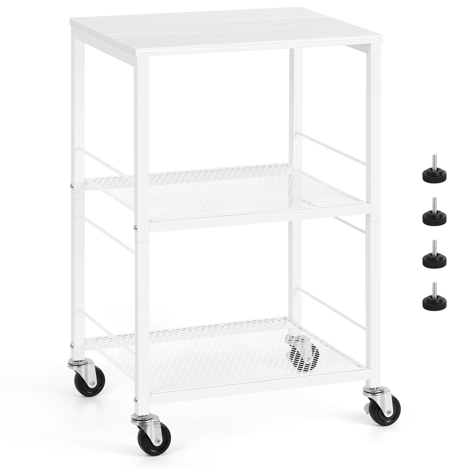 Photo 1 of ETELI Side Table 3 Tier End Table Small with Wheels Rolling End Side Table with Storage Shelves White Night Stand for Kitchen Bedroom Bathroom Office Living Room