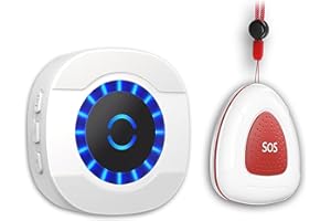 LIKEPAI Wireless Caregiver Pager System Fro Elderly,Tech Gifts for Love,SOS Call Bell for Home/Elderly/Patient/Disabled, 900+ Feet Range, 1 LED Flashing Receiver, 55 Chimes,0-110dB,1 Waterproof Call Button.