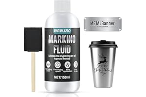 WANJAO Laser Marking Spray, Marking Powder Enhanced Engraving with Sponge Brush Water Based Safe Low Odor Fast Drying Suit for Metal, Wood, Glass 150ml