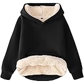 Kissonic Unisex Boys Girls Fleece Sherpa Lined Hoodie Winter Warm Kids Hooded Sweatshirt