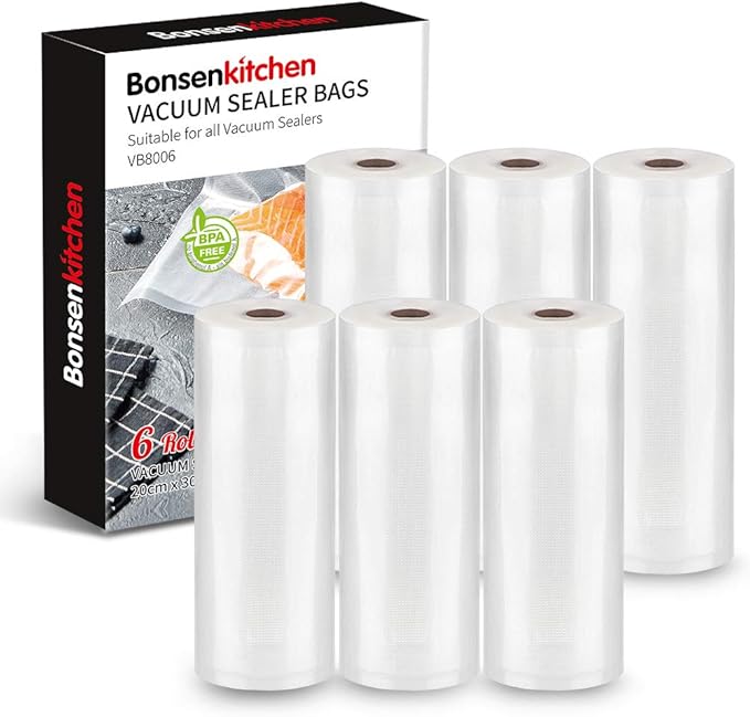 Bonsenkitchen Vacuum Sealer Bags Vacuum Food Sealer Rolls, 6 Pack Roll