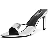 Susanny Women's Sandals Heels Mule High Heels Pointed Open Toe Sandals Sexy Slip on Heeled Summer Casual Wedding Prom Party Comfortable Dressy Shoes