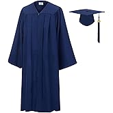 SAMDEEMI Unisex Adult Matte Graduation Gown Cap Tassel Set 2025 for High School and Bachelor 10 Colors