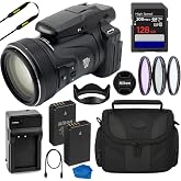 Nikon COOLPIX P1100 Digital Camera 26541 (Black) - (Accessory Bundle) SD 128GB Extreme PRO SD, Gadget Bag, Extra Battery, Charger, Cleaning Cloth and More