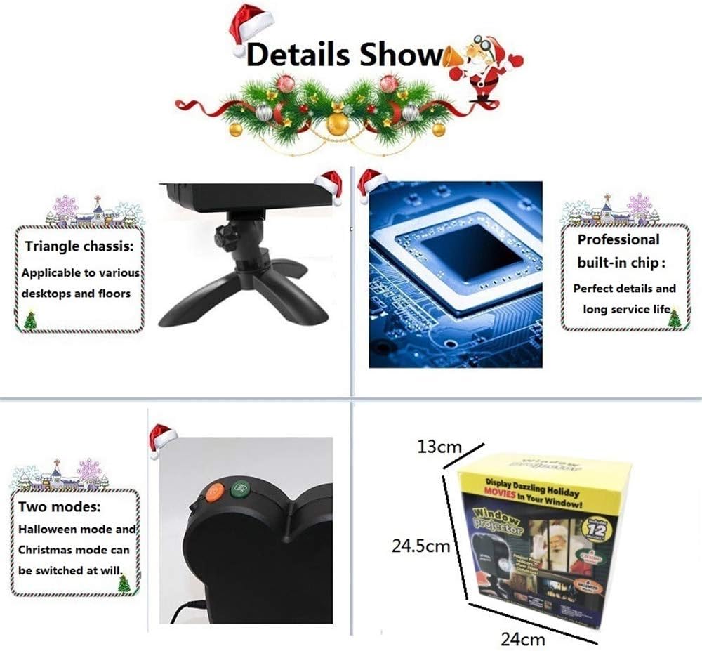 Christmas Halloween Window Projector Lights,12 Movies Festival LED Projection Decoration Spotlight,Switch Between 6Christmas&6Halloween - Image 4