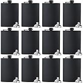 BALABALA Hip Flasks for Liquor for Men Women 12 pcs 8Oz Matte Black Stainless Steel Flask with 12 pcs Funnels for Wedding Party Groomsman Bridesmaid Birthdays Gift