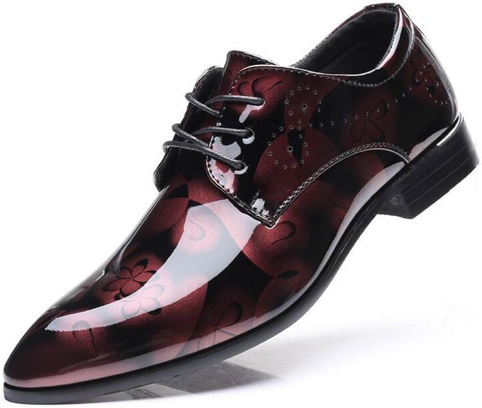 JOMNM Men's Slip On Patent Leather Lace Up Fashion Lined Classic Modern Formal Business Shoes