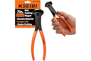 KSEIBI 141150 End Cutting Pliers 7 Inch Grip Handle Black Finish Chrome Vanadium Steel Carpenter Pincer, Nippers Tool, Cat Paw, Nail Remover, Rivet Cutting Pliers, Steel Wire Cutter Construction Tool