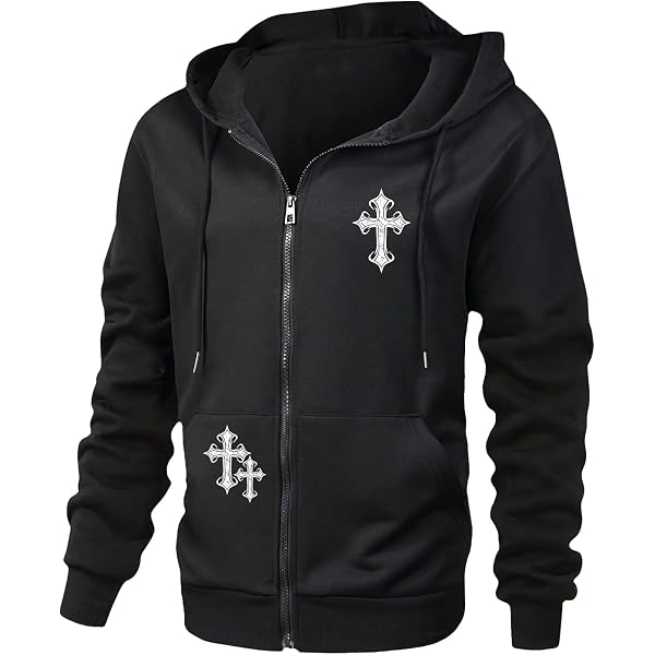 Amazon.com: SHENHE Men's Zip Up Hoodie Wings Cross Print Graphic