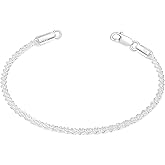 Waitsoul Sparkling/Rope/Box Bracelet for Women Men 2mm 2.5mm 3mm 5mm Diamond-Cut Silver/Gold Sparkling/Box/Rope Chain Bracelet for Gril 6.5/7/7.5/8/8.5/9 Inch